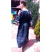 Boho Style Ukrainian Embroidered Maxi Broad Dress Navy with White/Mauve Embroidery